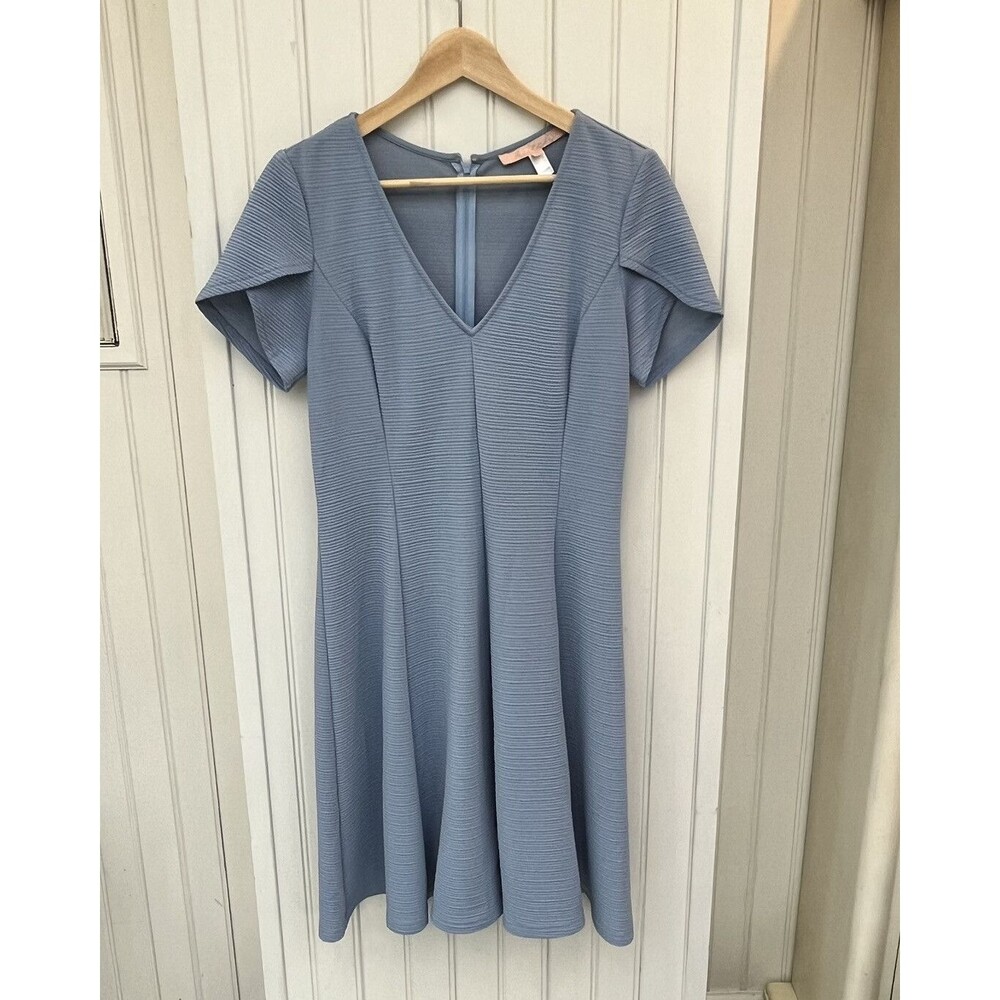 Anthropologie Hutch XXL Blue Lisa Knit Flare Dress Stretch Princess Seams Plus - Picture 2 of 9